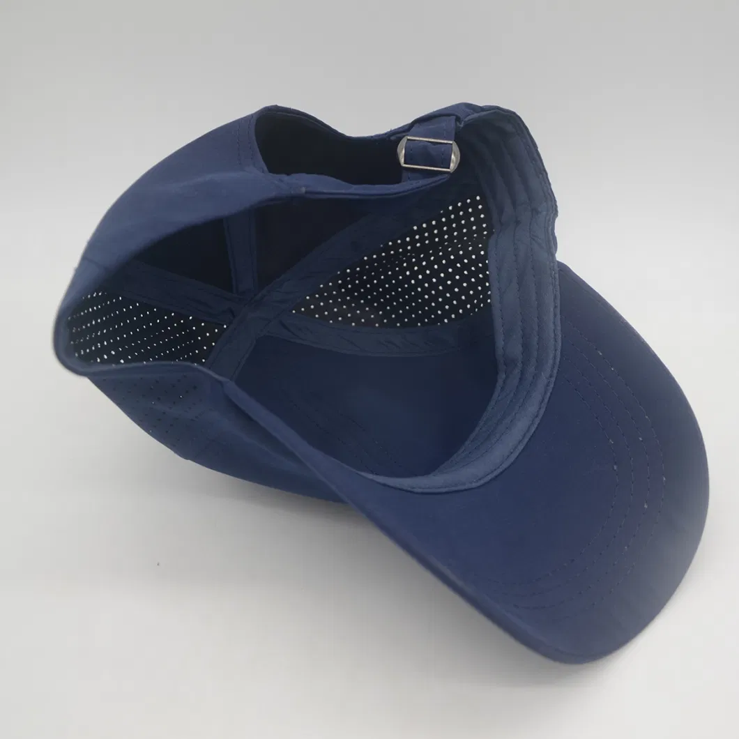 laser Cutting Performated Hole 6 Panel Breathable Polyester Baseball Cap Sport Cap Without Top Button